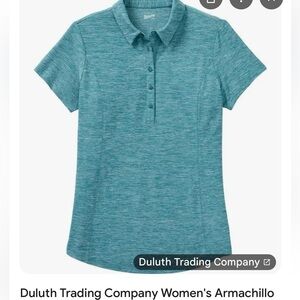 Duluth Trading Co. Armachillo cooling polo shirt. Women’s Large. Greenish blue.